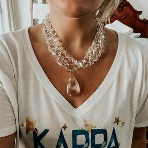 Ann Taylor Chunky Clear Chrystal Statement Necklac